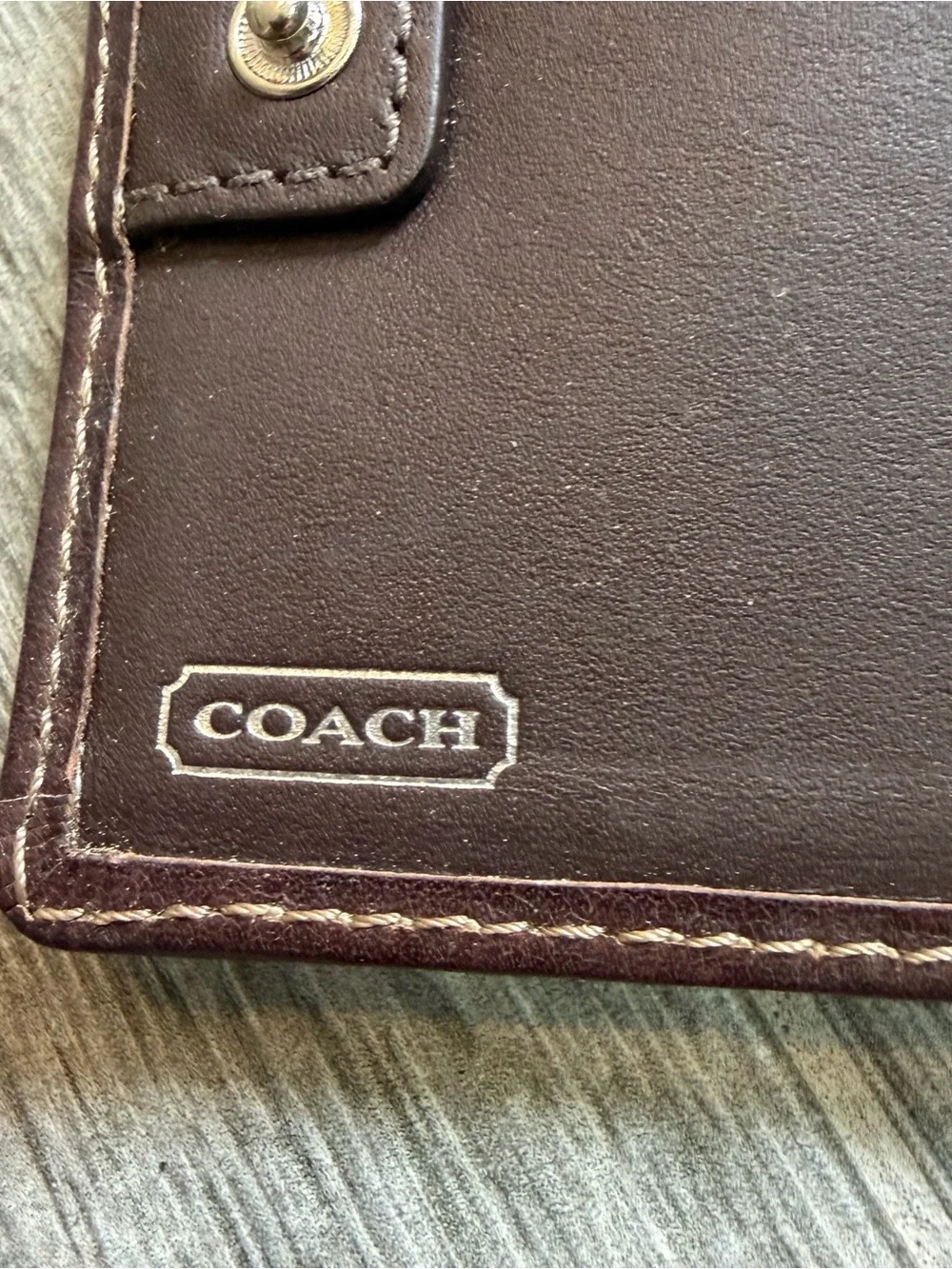 Vintage Coach Chelsea Signature Brown Canvas Credit Card Wallet Snap Button Zip